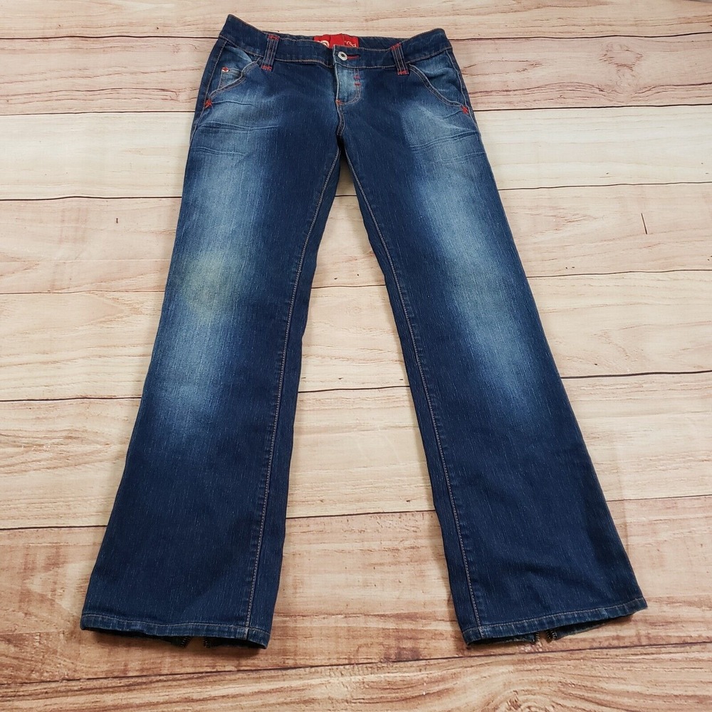 VINTAGE Ecko Red Jeans Womens 9 Blue Bootcut Low Rise Denim Pockets Ladies Y2K *